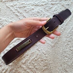 Vintage Brown Leather and Brass Belt Jones New York Leather Sz M